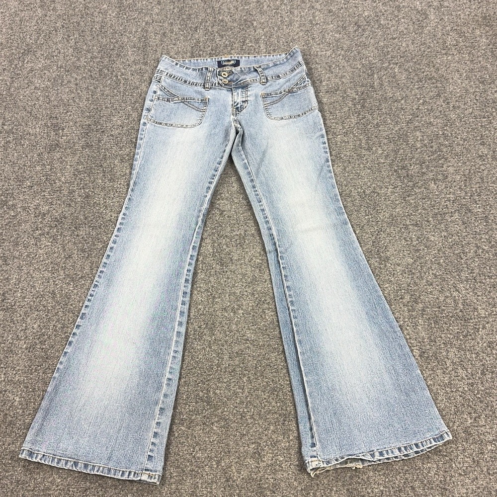 Angels Jeans Juniors 9 Blue Light Wash Low Rise Flare Stretch Denim Pants